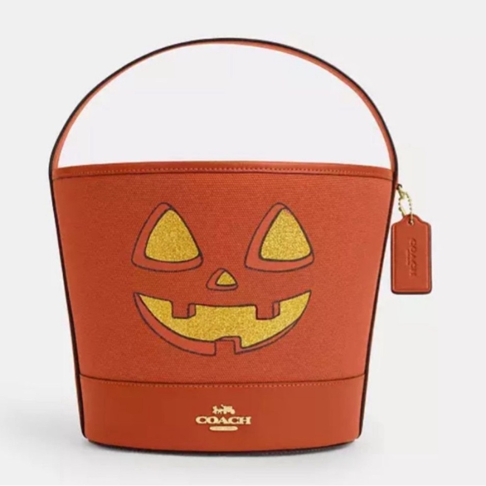 NWT Coach Outlet Trick Or Treat Bucket  Halloween Pumpkin